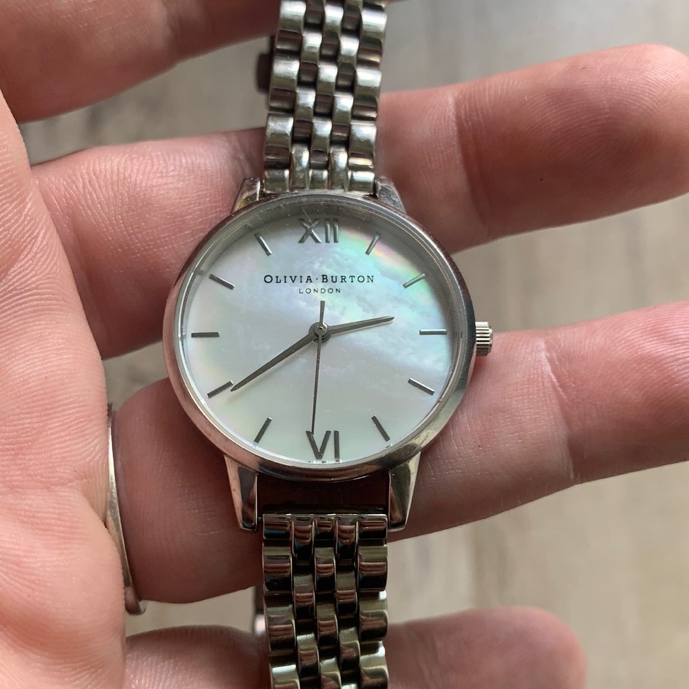 Olivia Burton mother of pearl watch silver bracelet
